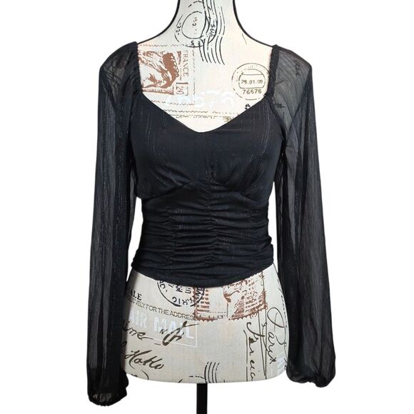 SO Top Sheer Y2K Cropped Whimsygoth Dark Fairy Witchy Goth Night Out Womens XS - Picture 1 of 9